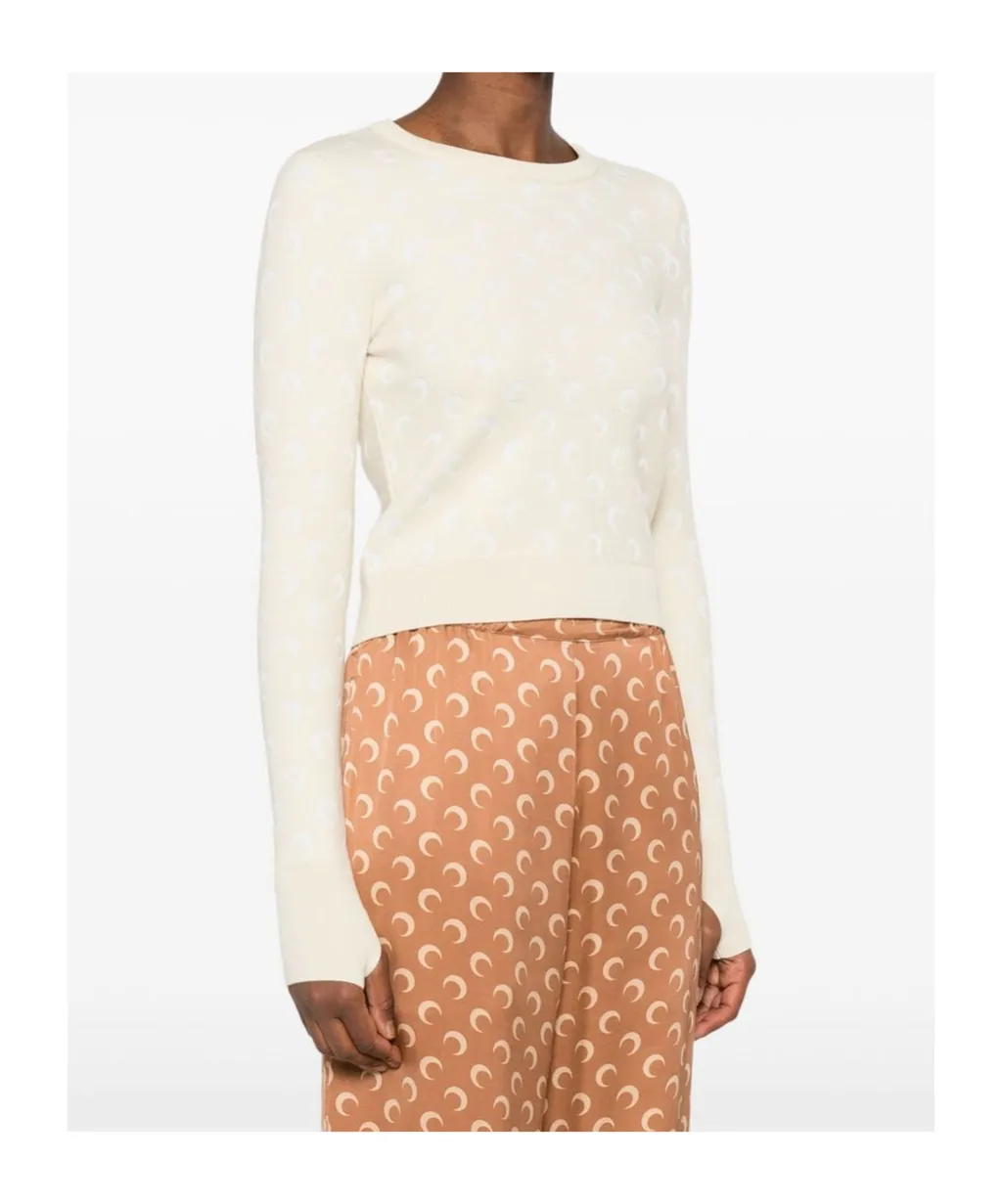 Moon Jacquard Knit Fitted Jumper