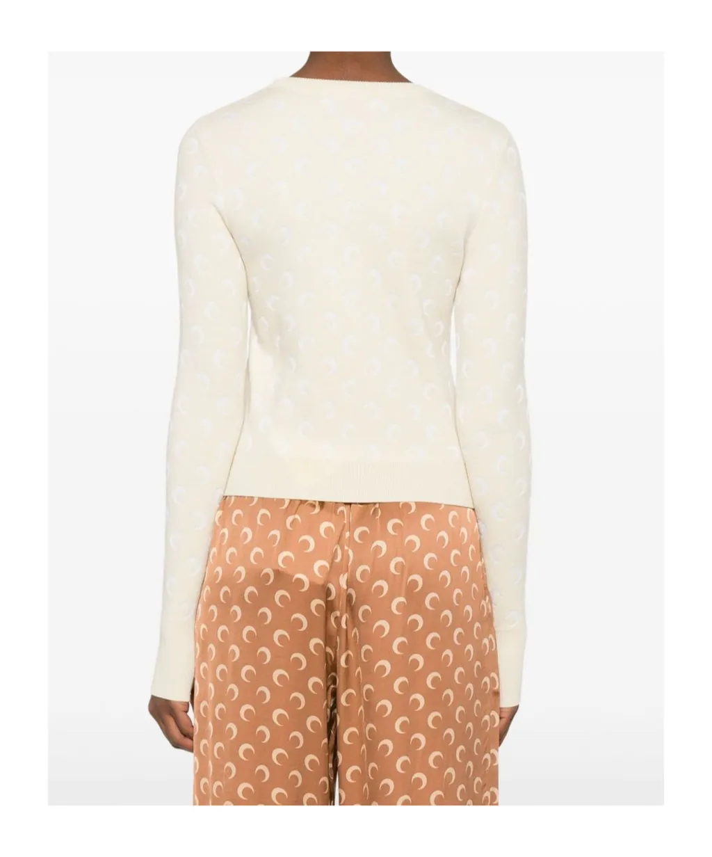 Moon Jacquard Knit Fitted Jumper