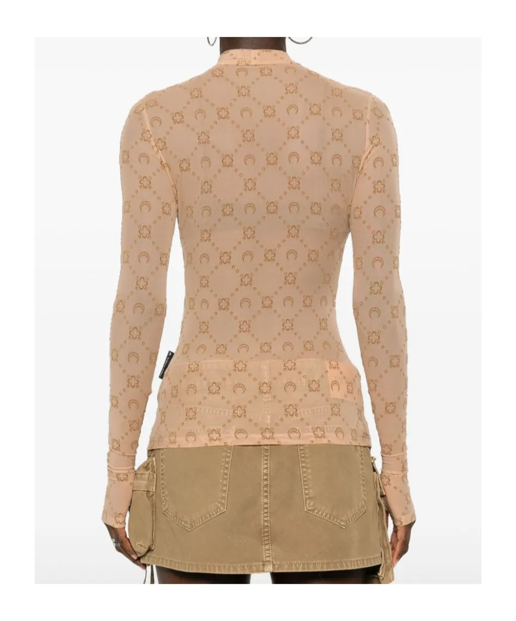 Moon Printed Long-Sleeved T-Shirt