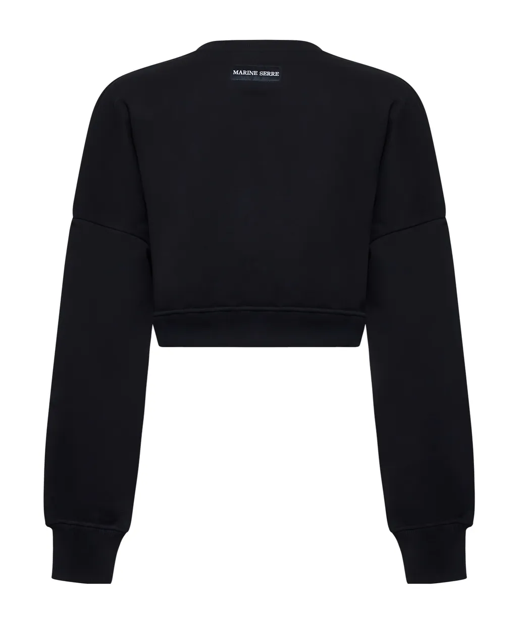 Logo Embroidered Crewneck Cropped Sweatshirt