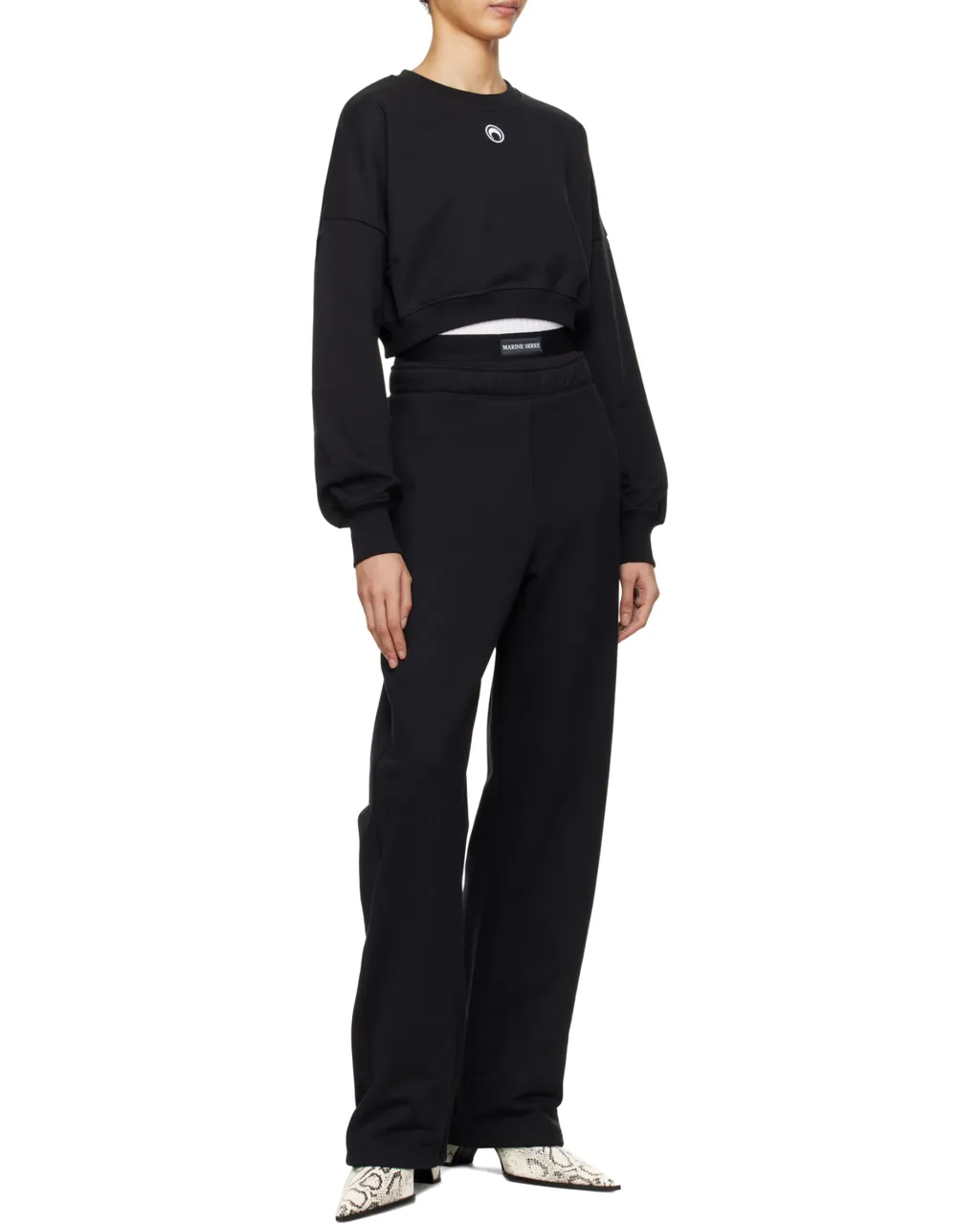 Logo Embroidered Crewneck Cropped Sweatshirt