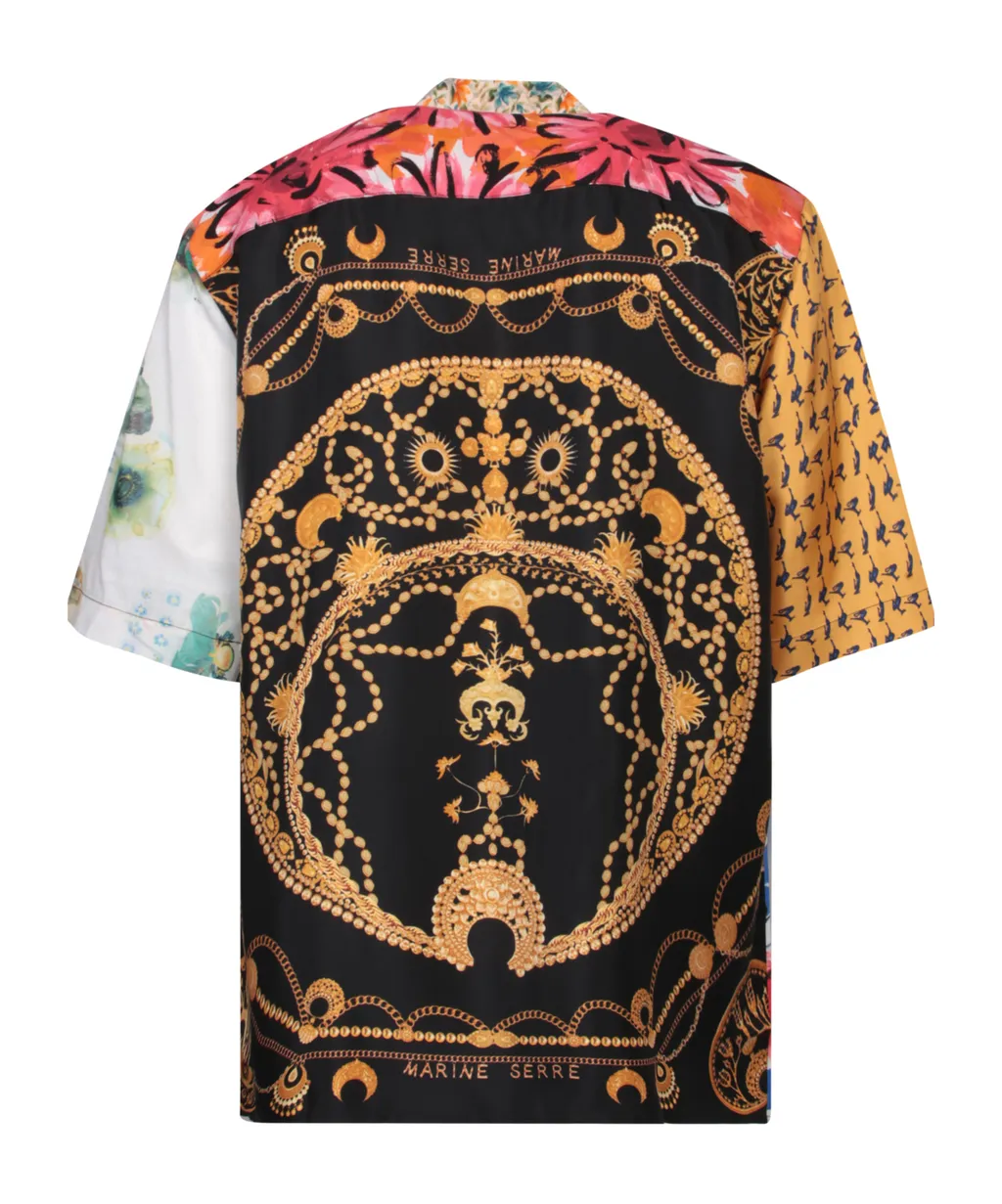 Multi-Pattern Printed Short-Sleeved Shirt
