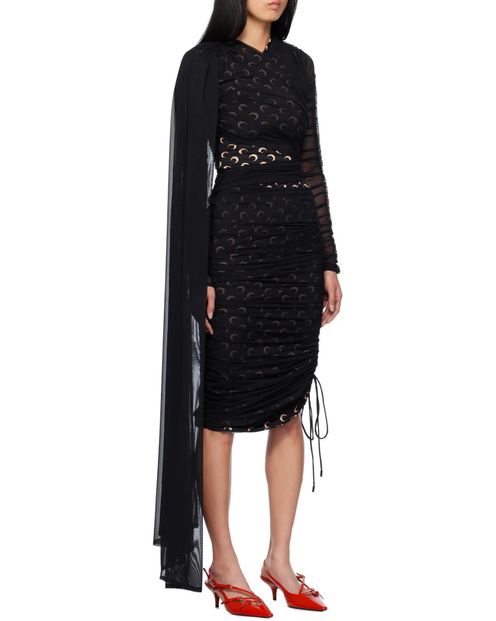 Asymmetric Draped Jersey Midi Dress