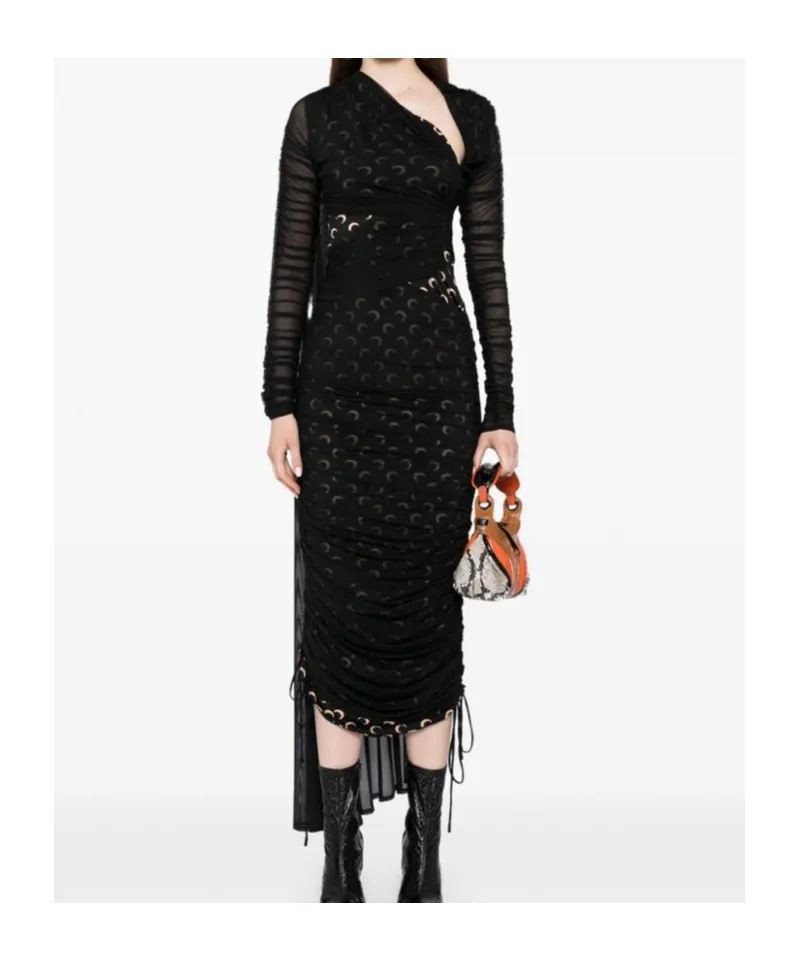 Asymmetric Draped Jersey Midi Dress