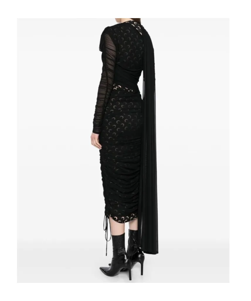 Asymmetric Draped Jersey Midi Dress