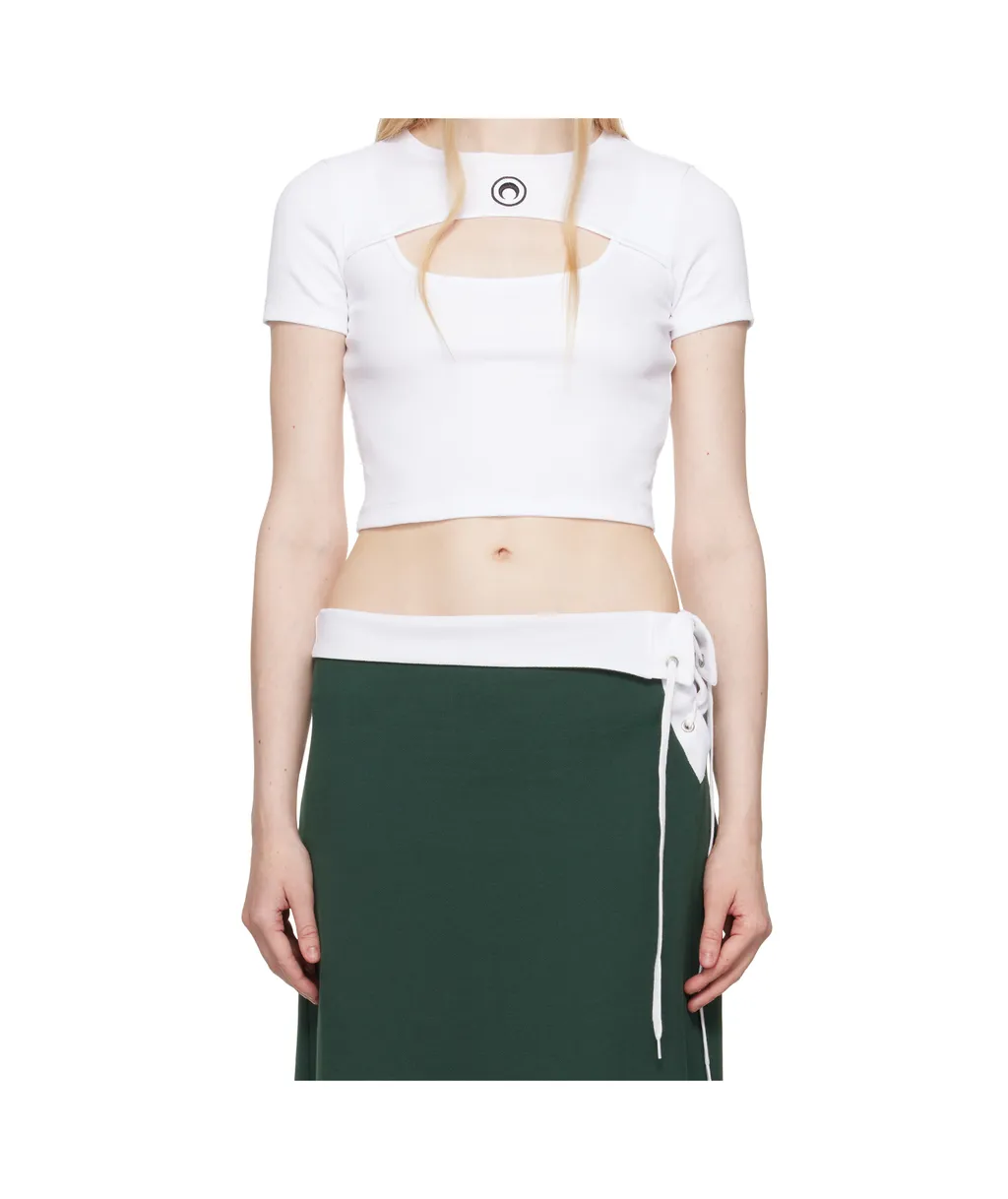 Logo Embroidered Cut-Out Detailed T-Shirt