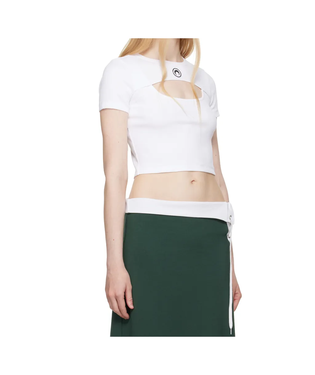 Logo Embroidered Cut-Out Detailed T-Shirt