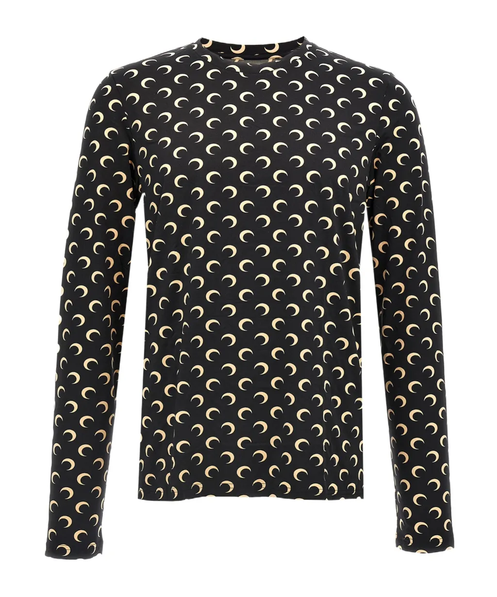 Moon Printed Long-Sleeved T-Shirt