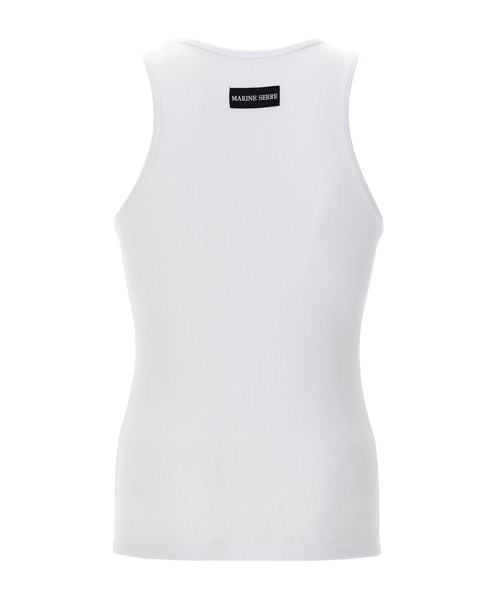 Moon Logo Embroidered Ribbed Tank Top