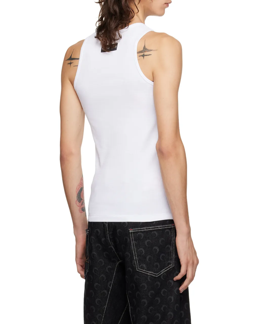 Moon Logo Embroidered Ribbed Tank Top