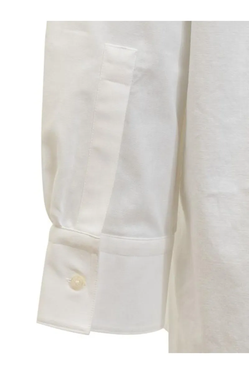 Crochet-Panel Embroidered Long-Sleeved Shirt