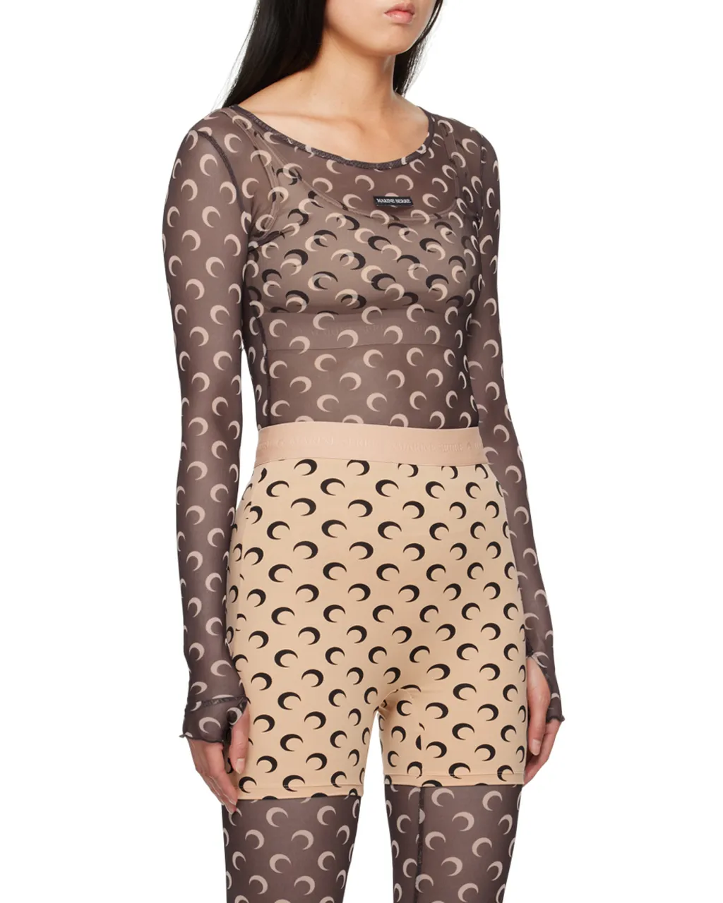 Mesh Monogrammed Crewneck Cropped Top