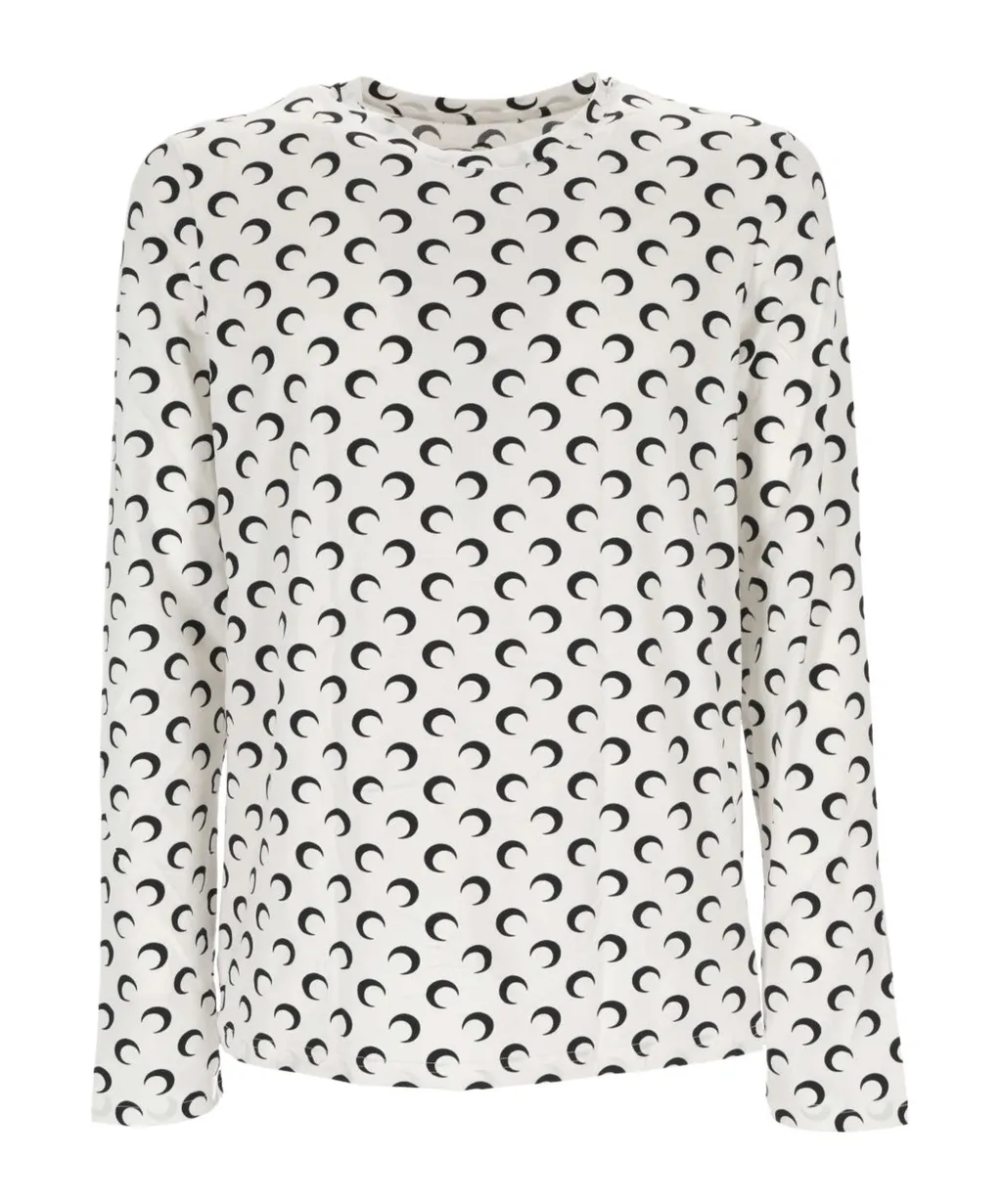 Moon Printed Long Sleeved T-Shirt