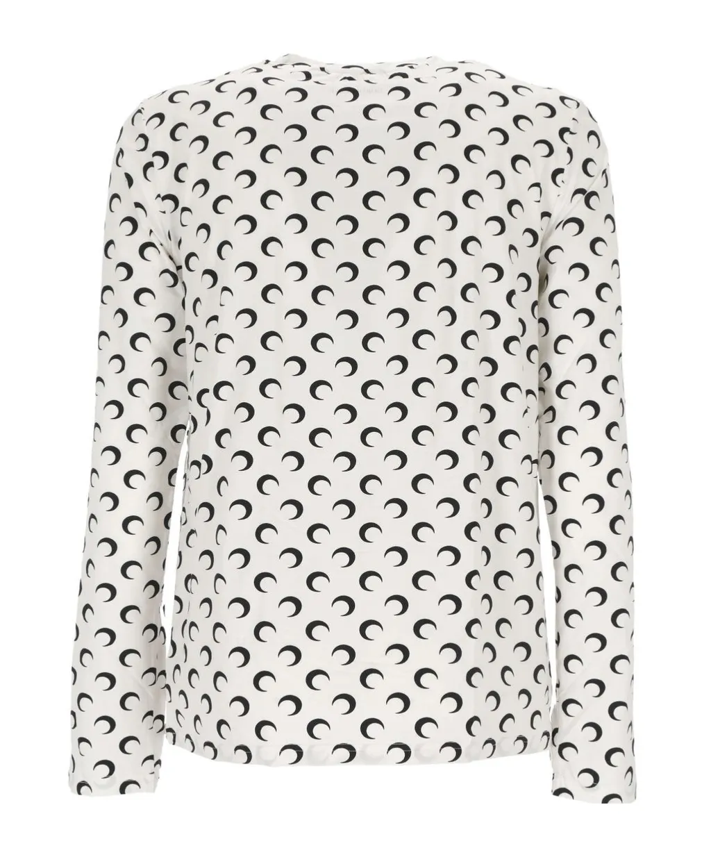 Moon Printed Long Sleeved T-Shirt