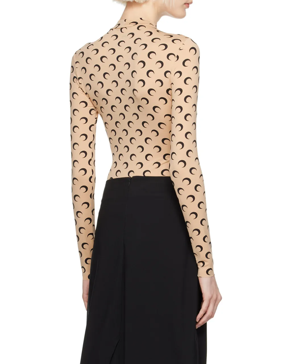 Crescent Print Turtleneck Long-Sleeved Top