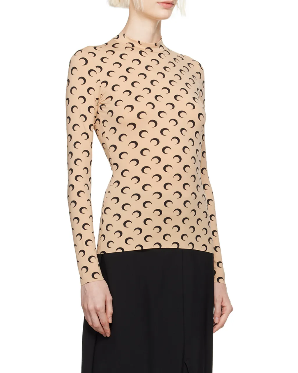 Crescent Print Turtleneck Long-Sleeved Top
