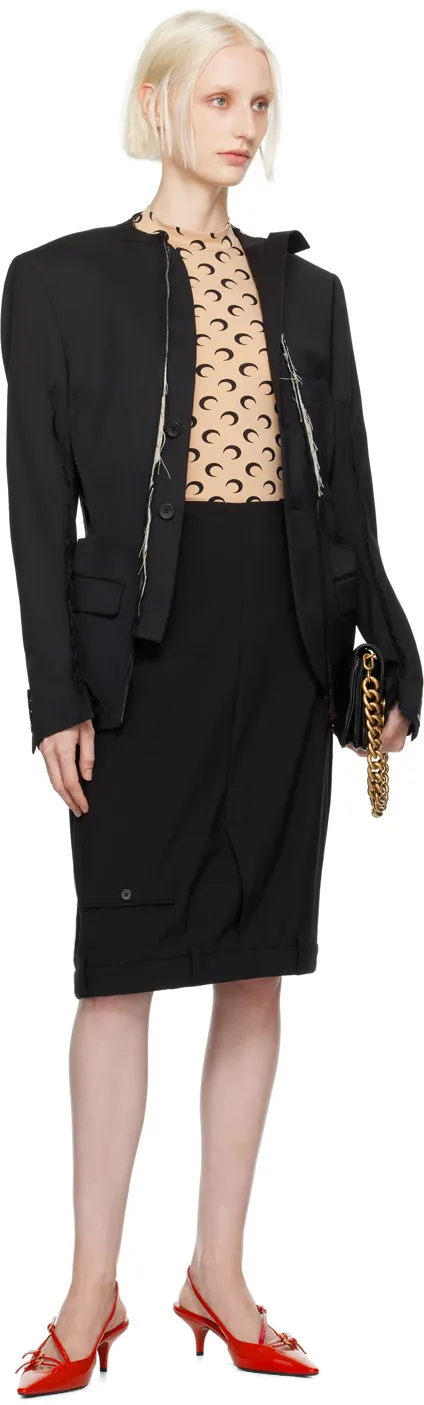 Crescent Print Turtleneck Long-Sleeved Top