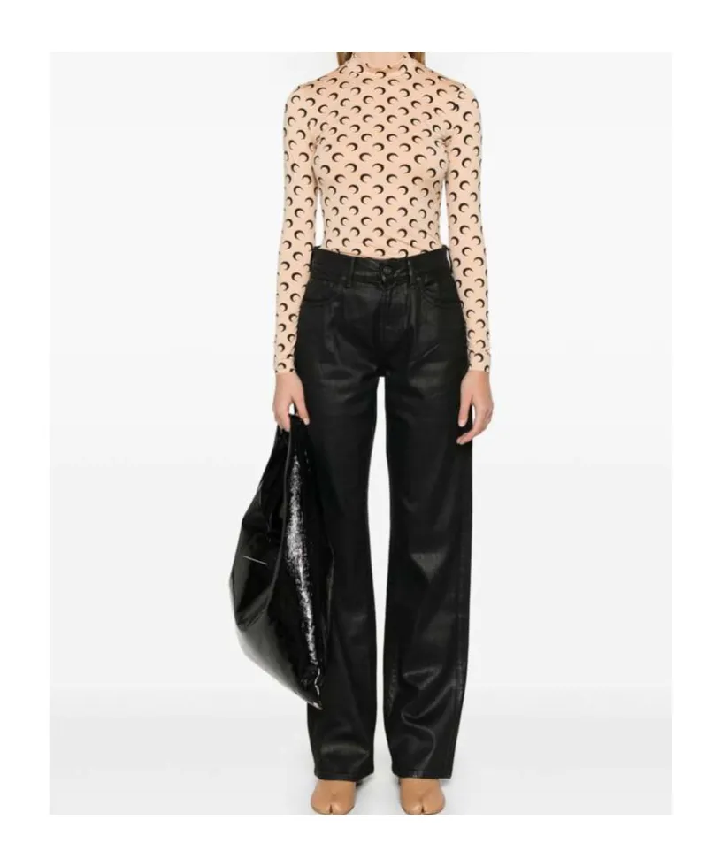 Crescent Print Turtleneck Long-Sleeved Top