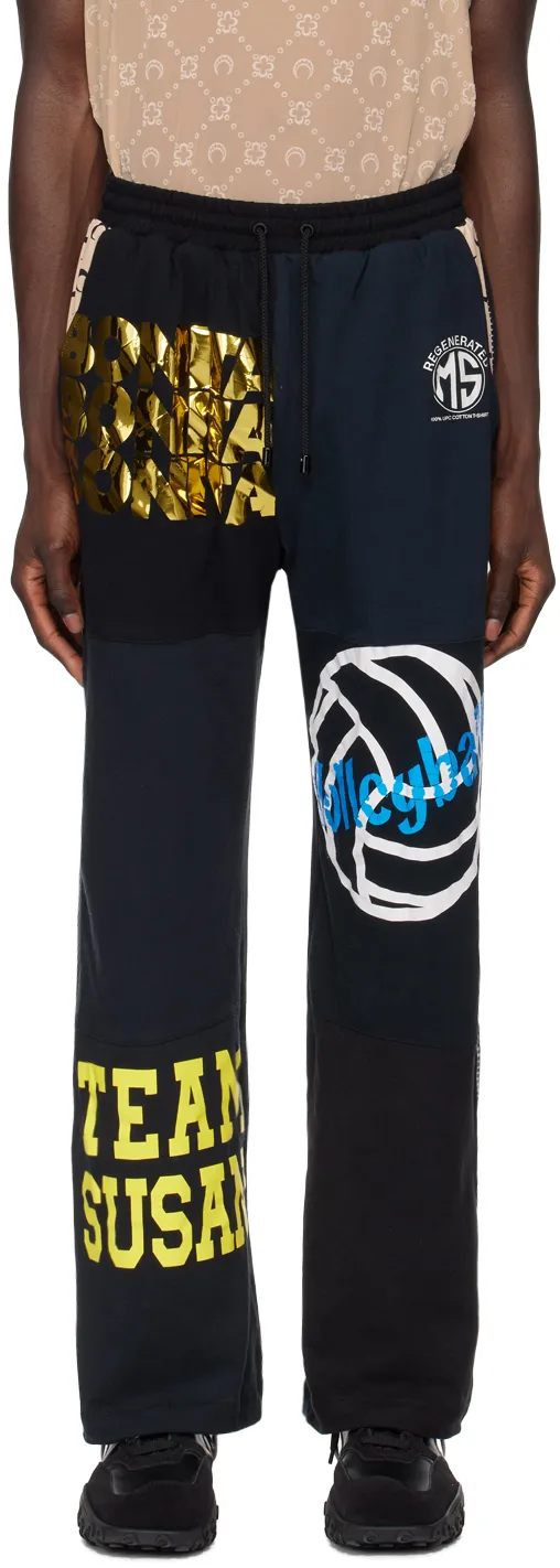 Mix-Print Cotton Track Pants