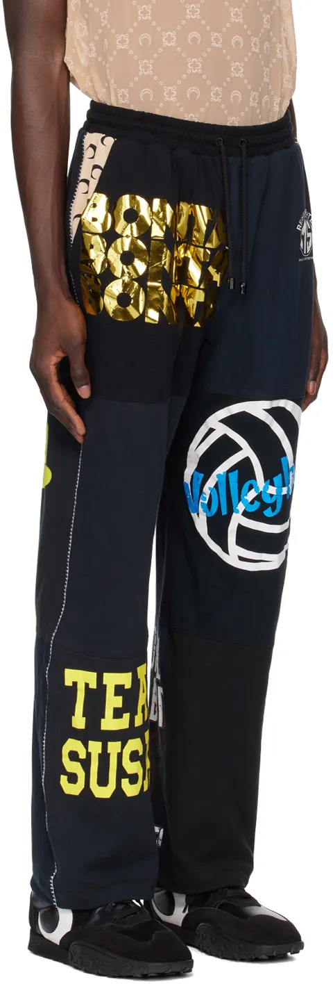 Mix-Print Cotton Track Pants