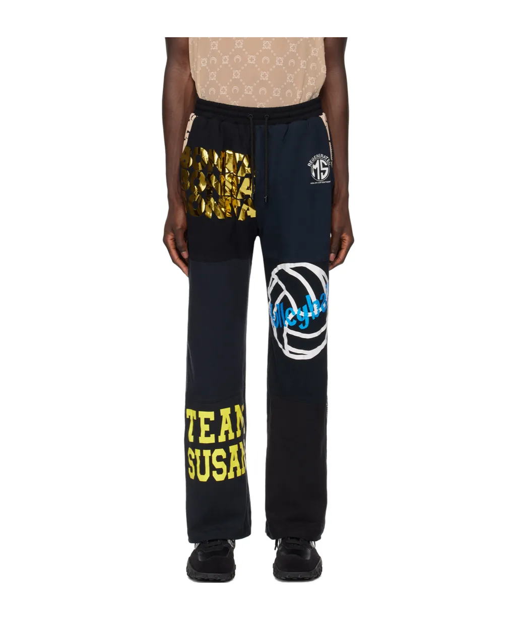 Mix-Print Cotton Track Pants