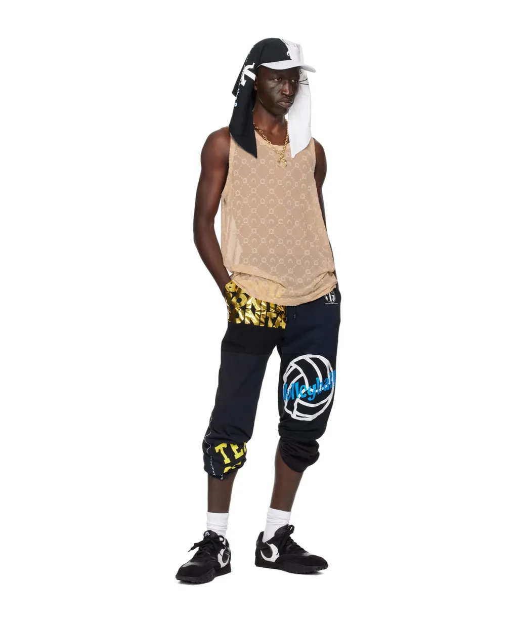 Mix-Print Cotton Track Pants