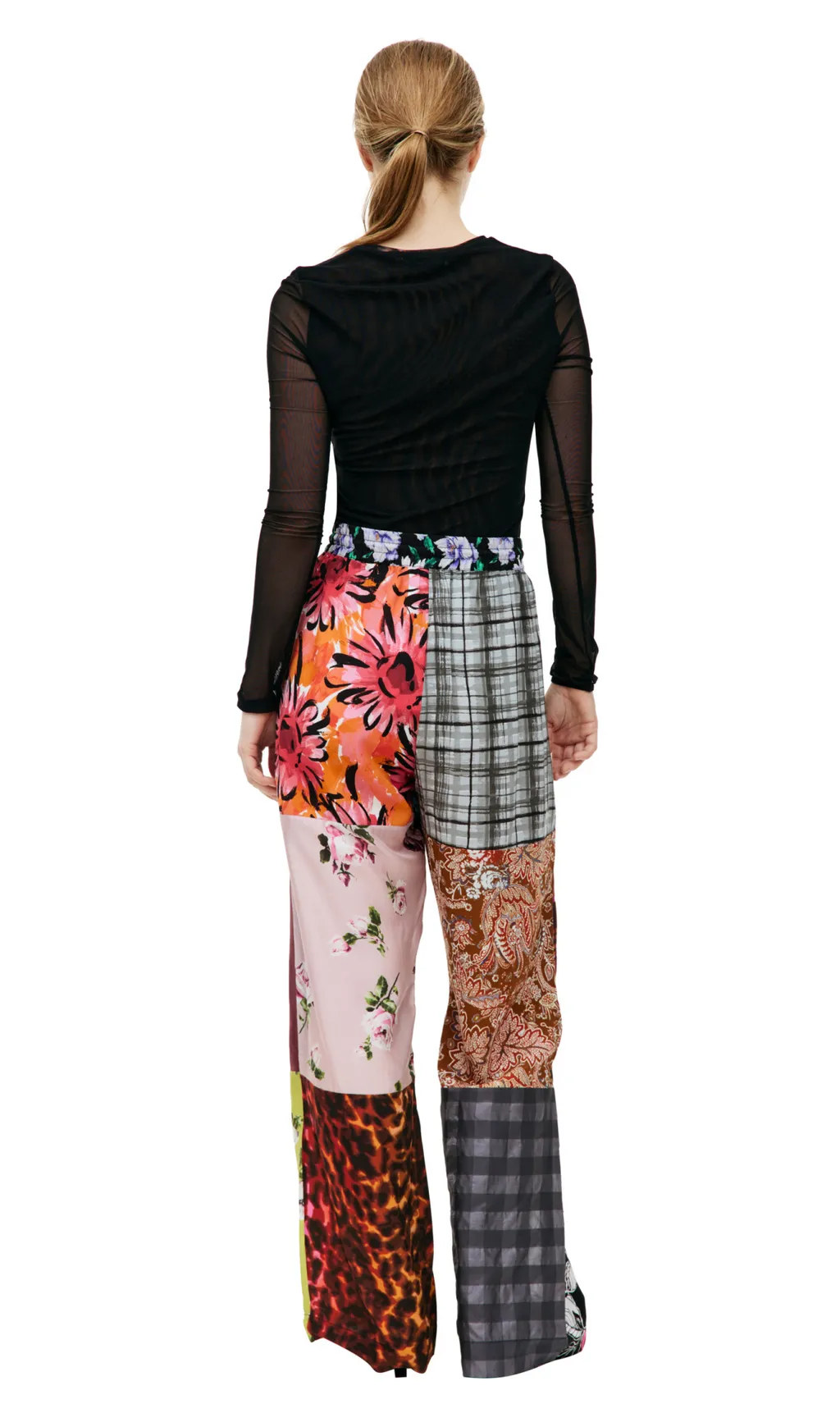 Regenerated Silk Scarves Straight-Leg Trousers