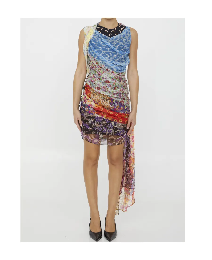 Patchwork Pattern Mini Dress