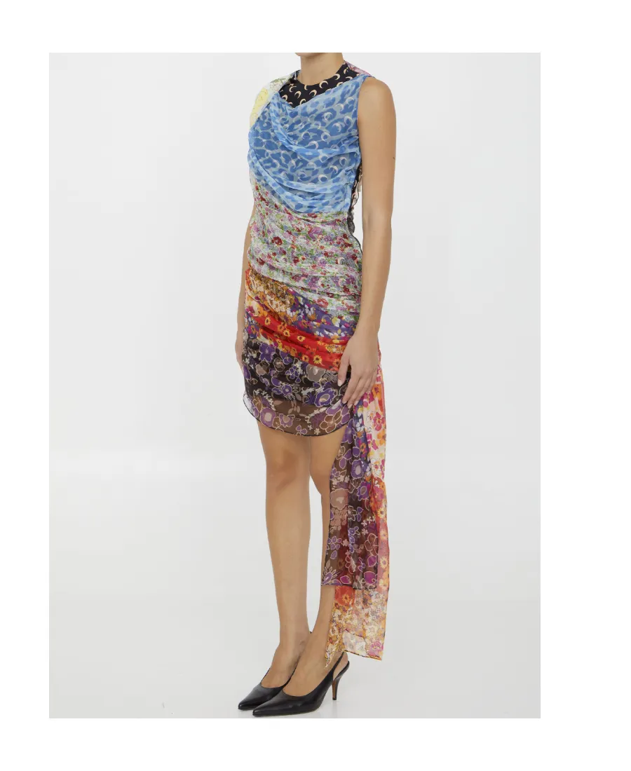 Patchwork Pattern Mini Dress