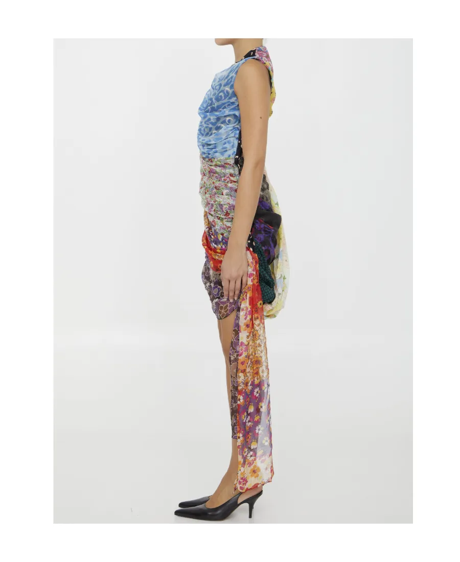 Patchwork Pattern Mini Dress