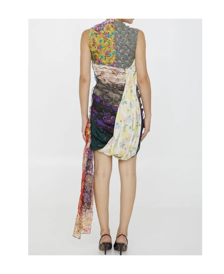 Patchwork Pattern Mini Dress