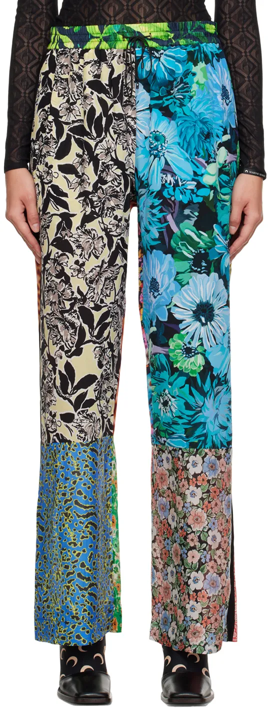 Patchwork Patterned Drawstring Trousers
