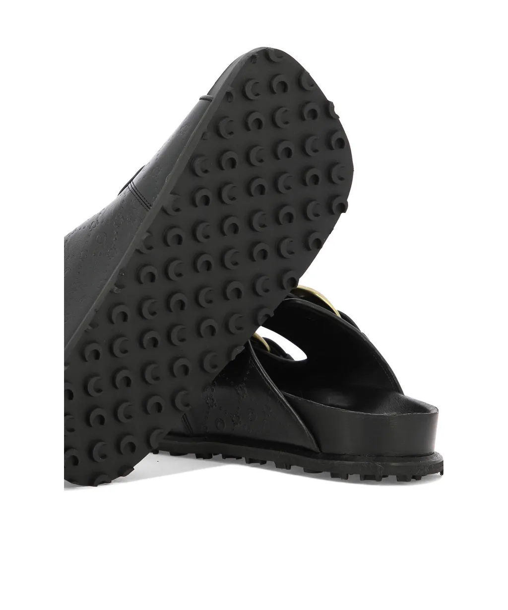 Embossed-Monogram Leather Slides