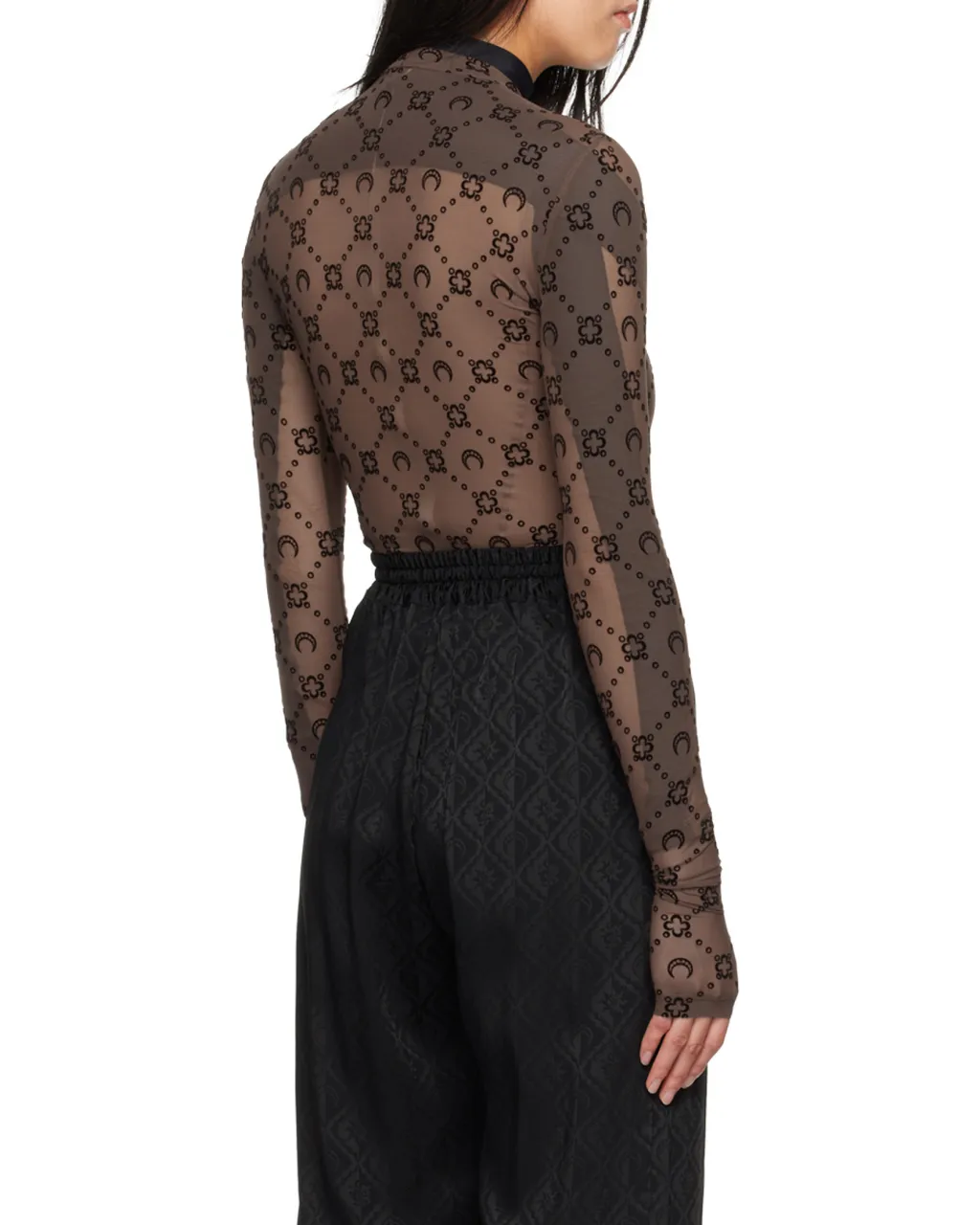 Regenerated Moonogram Flocked Mesh Top