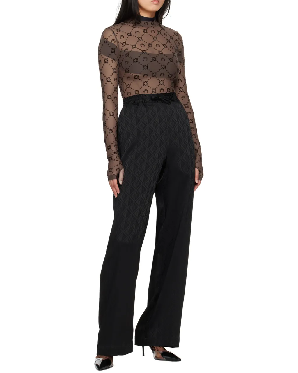 Regenerated Moonogram Flocked Mesh Top