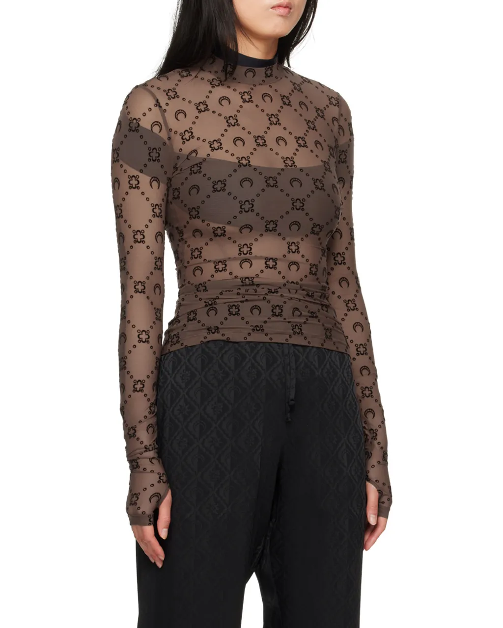Regenerated Moonogram Flocked Mesh Top