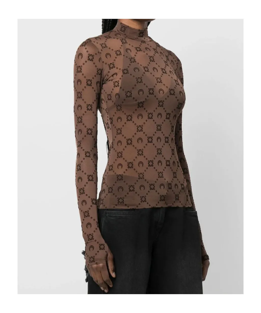 Regenerated Moonogram Flocked Mesh Top