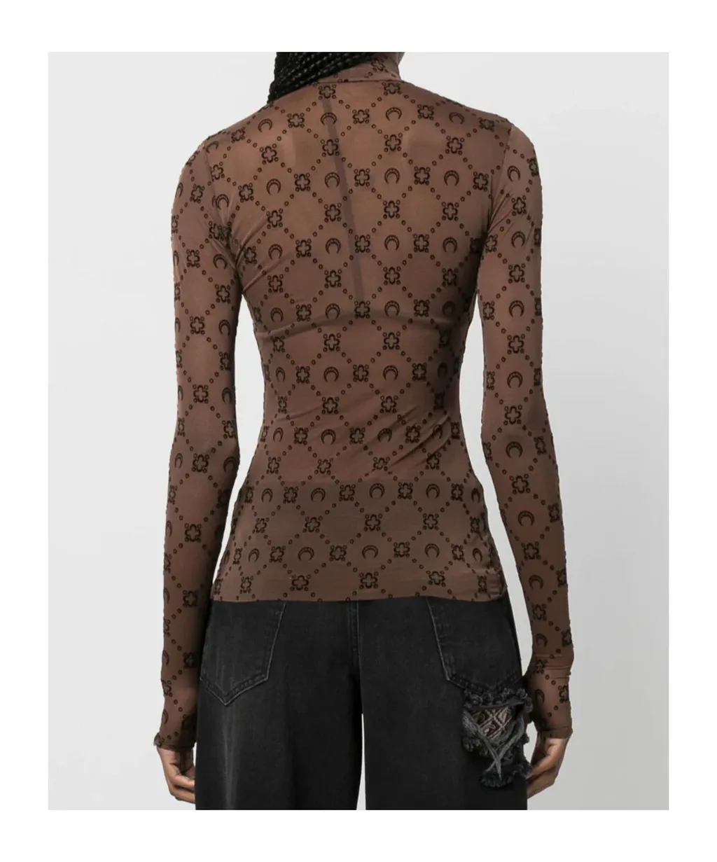 Regenerated Moonogram Flocked Mesh Top