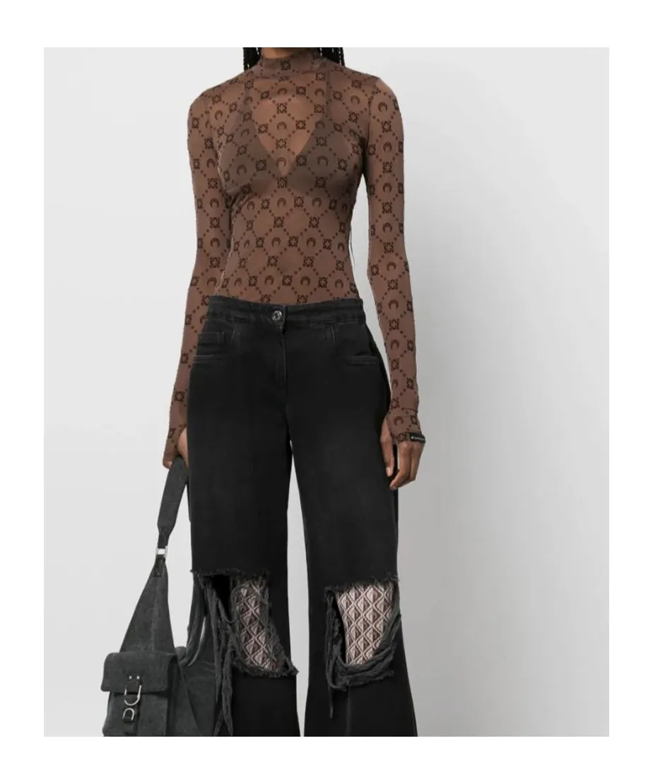 Regenerated Moonogram Flocked Mesh Top