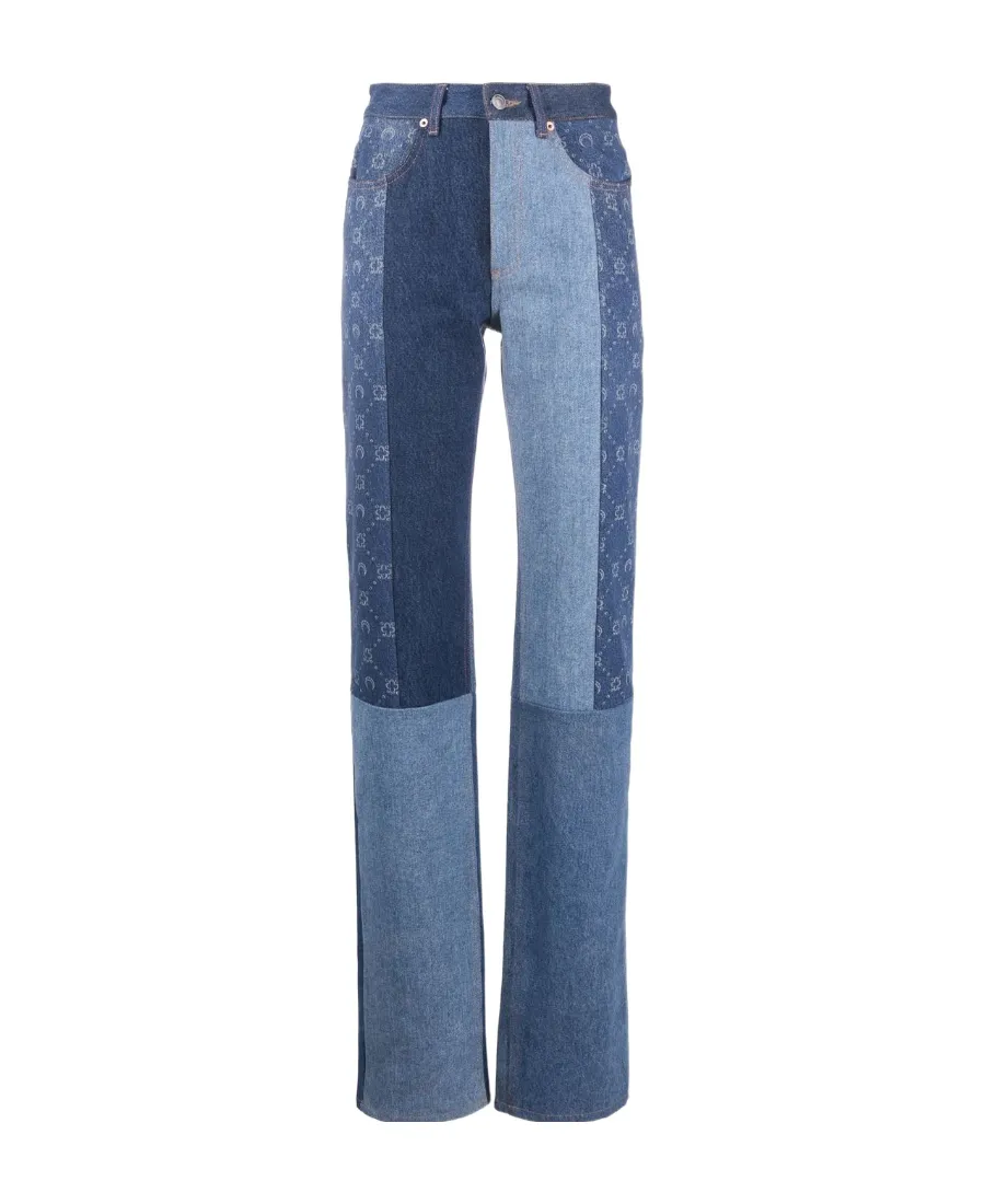 Monogram Straight-Leg Patchwork Jeans