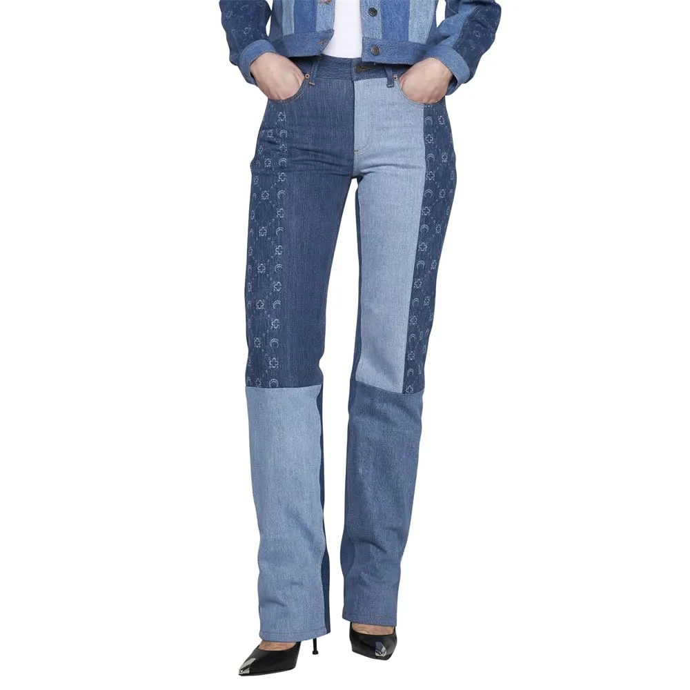 Monogram Straight-Leg Patchwork Jeans