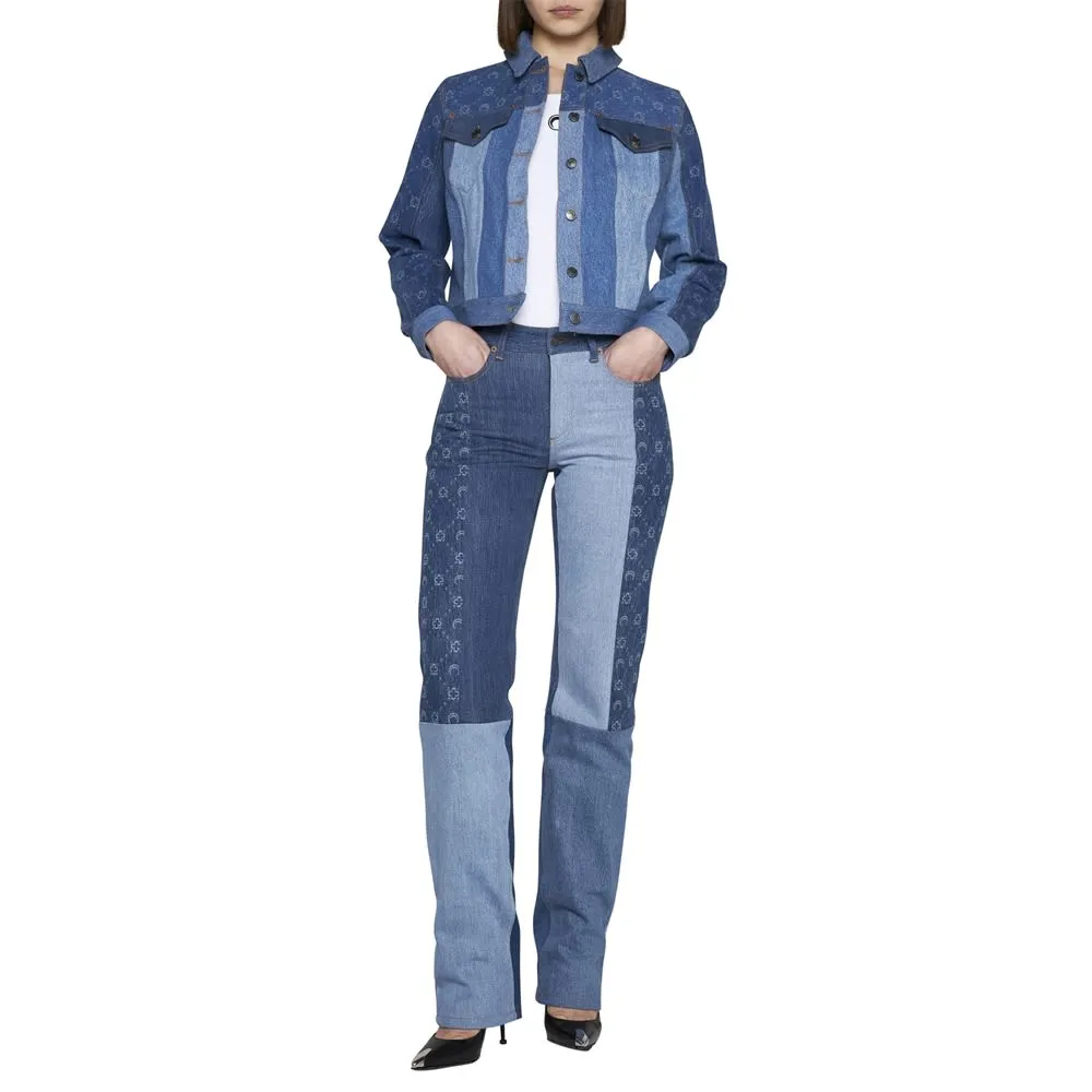 Monogram Straight-Leg Patchwork Jeans