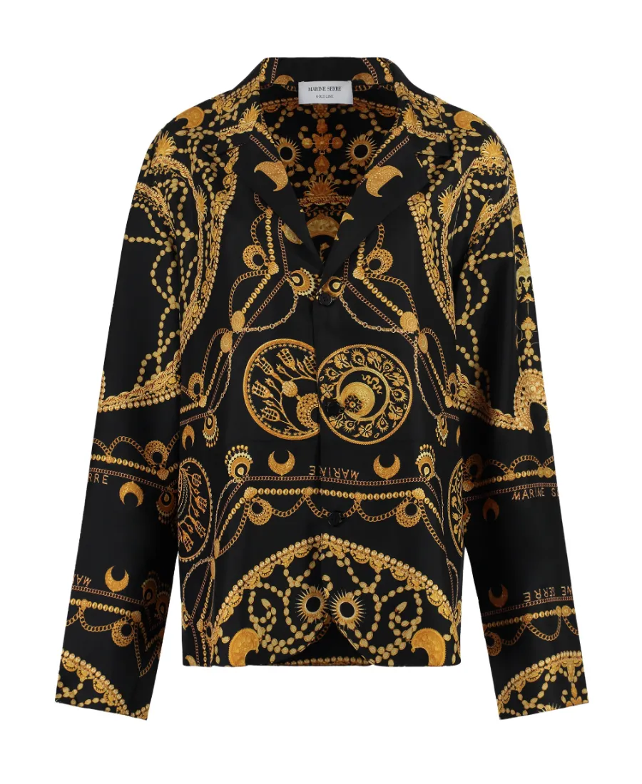 Ornament Jewelry Printed Buttoned Shirt