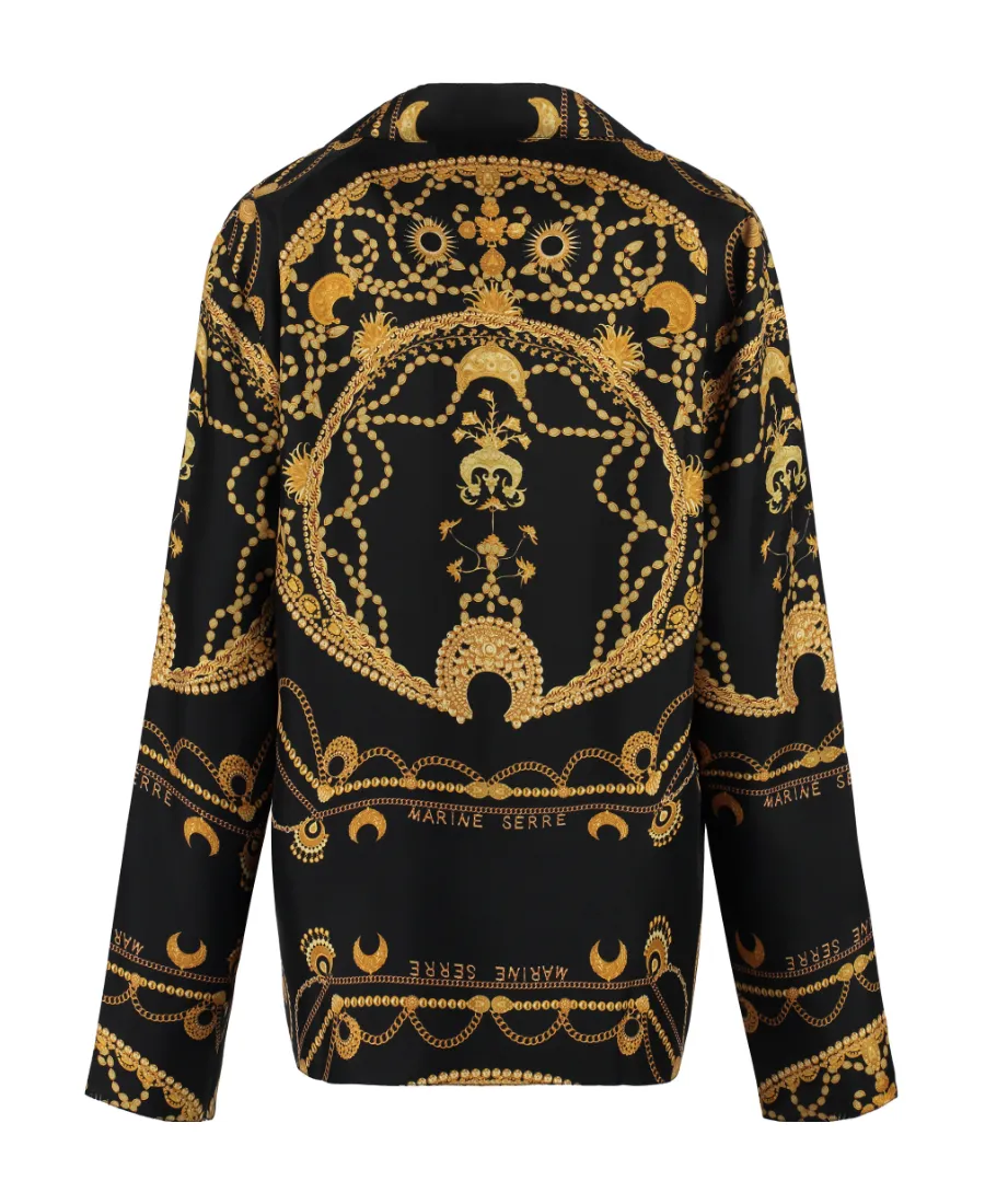 Ornament Jewelry Printed Buttoned Shirt