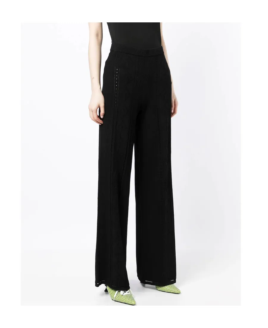 Crescent Moon Patterned High-Waist Trousers