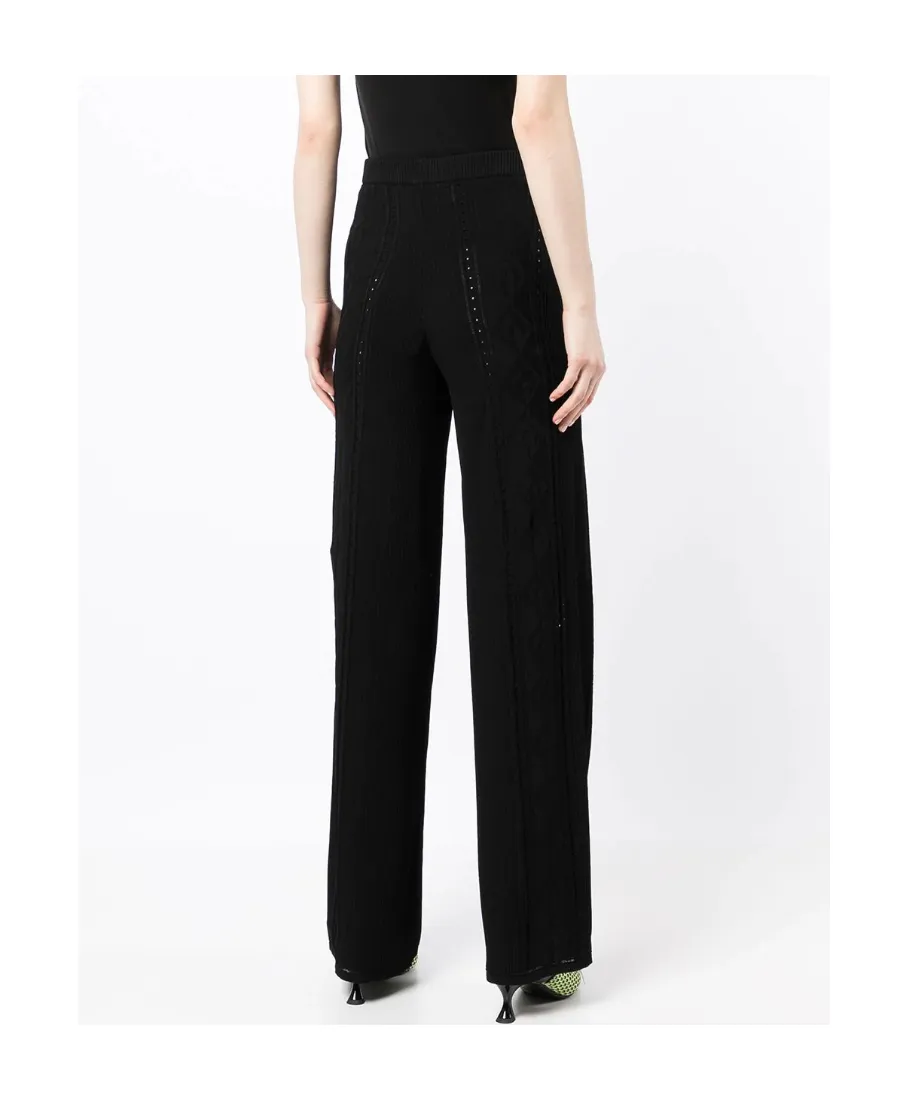 Crescent Moon Patterned High-Waist Trousers
