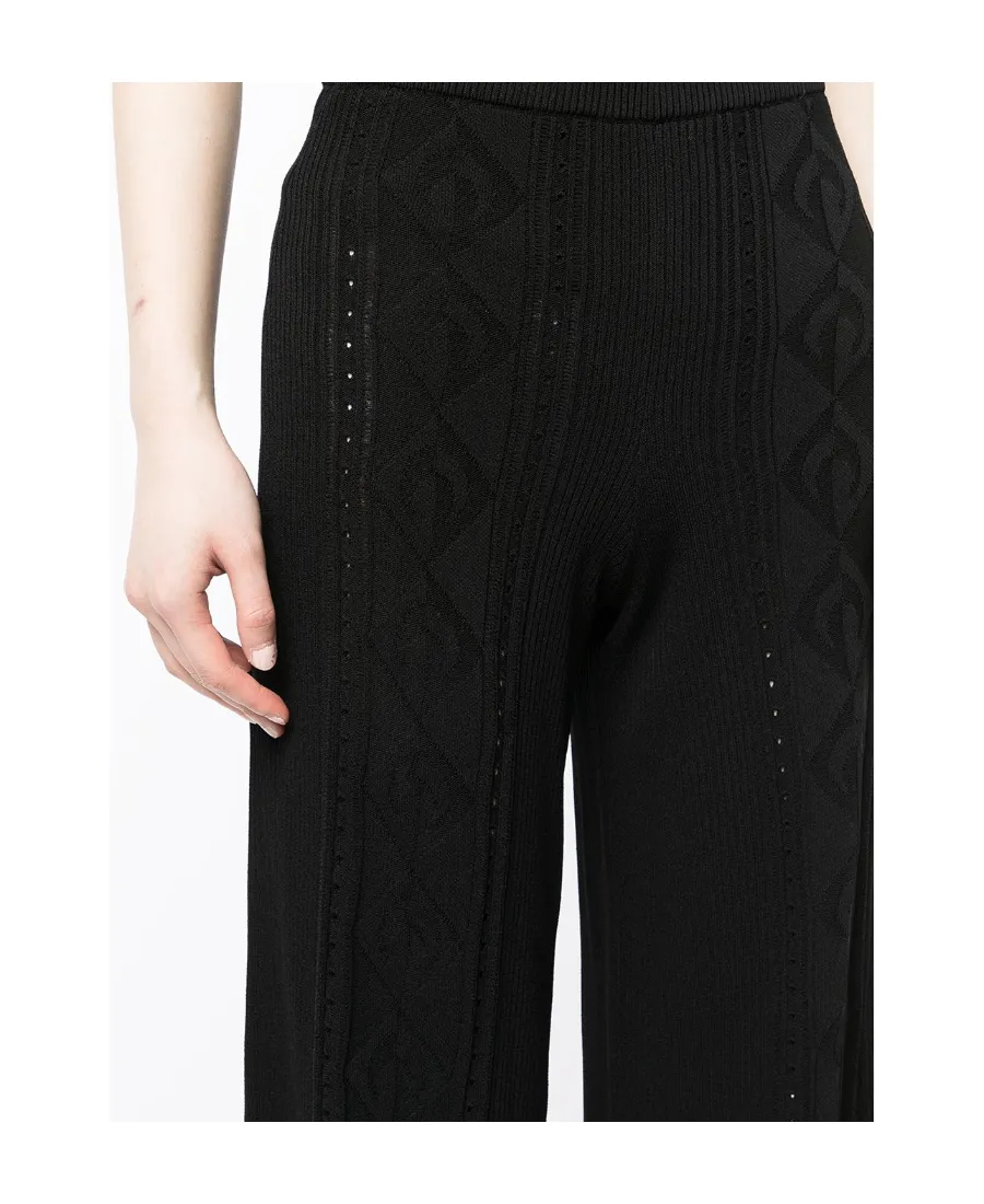 Crescent Moon Patterned High-Waist Trousers