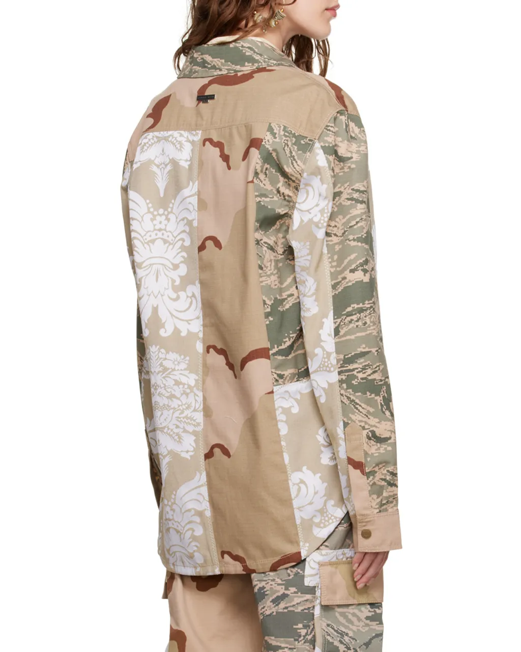 Camouflage-Print Panelled Overshirt