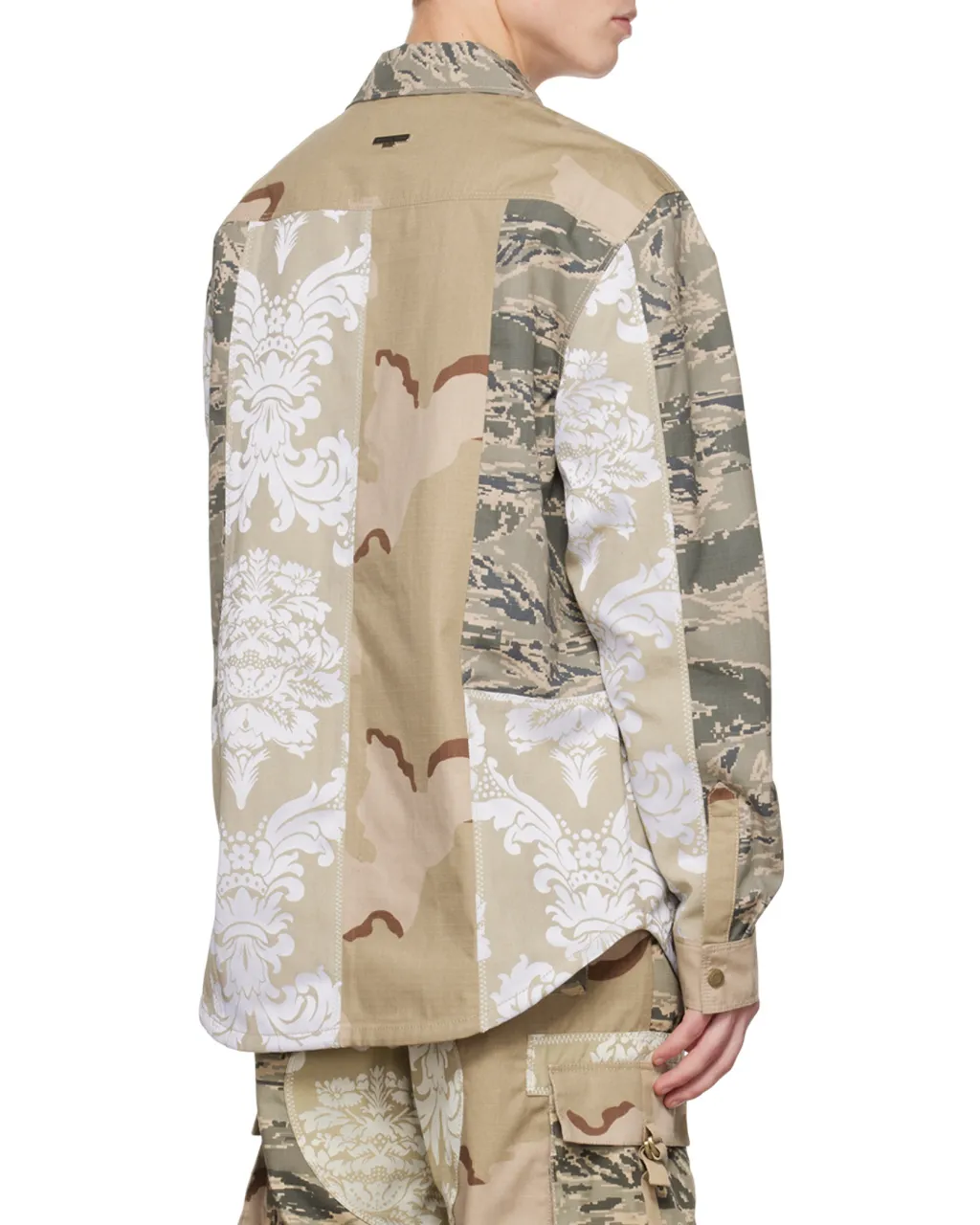 Camouflage-Print Panelled Overshirt
