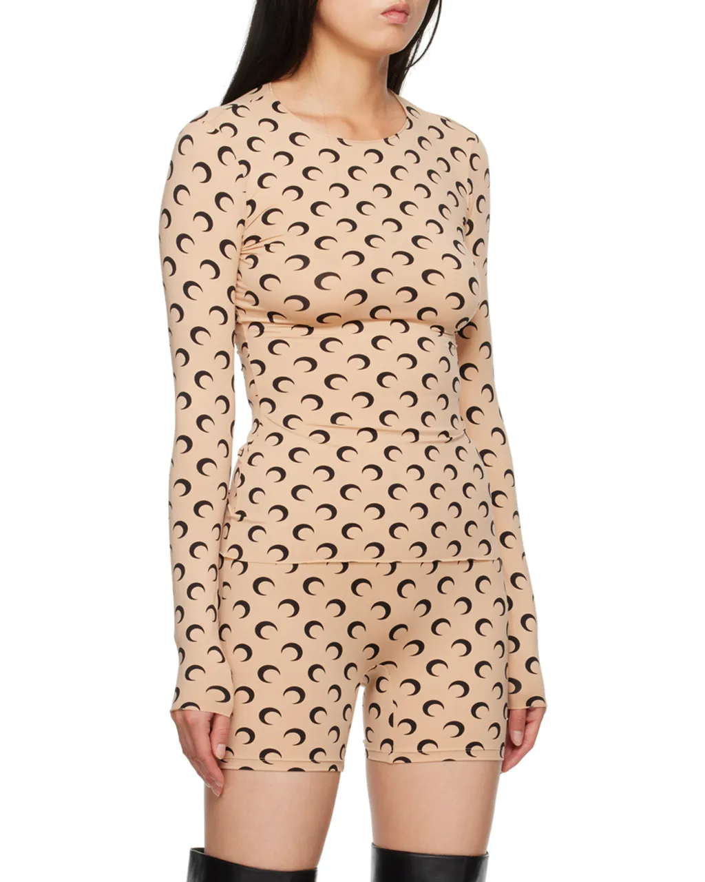 Crescent Print Long-Sleeve Top